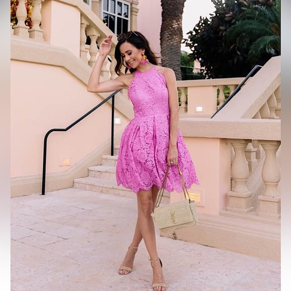 ASOS Dresses & Skirts - 🆕(NWT) ASOS PETITE Lace Pinny Scalloped Mini Dress. Bubblegum Pink. Size US 12